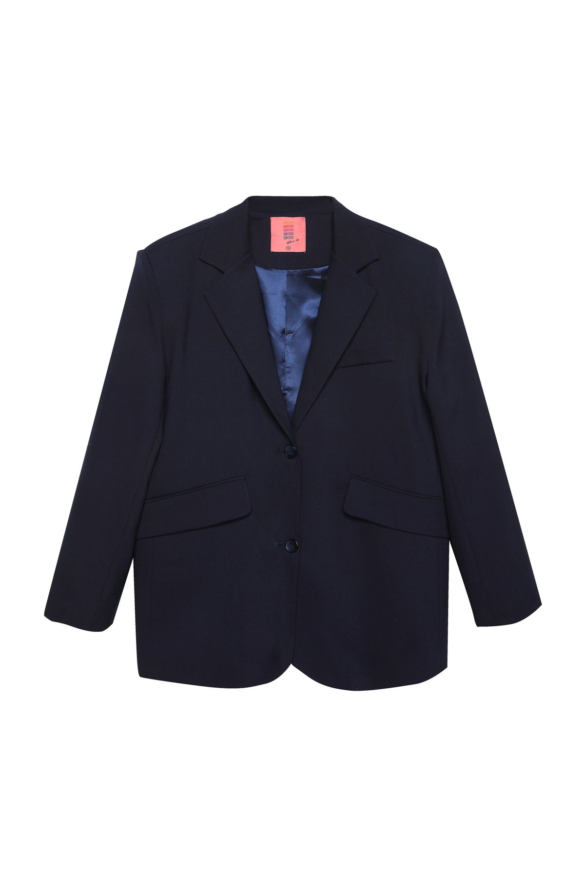 Quzu-Navy Blue Blazer Jacket - Back Number and Text Printed 2
