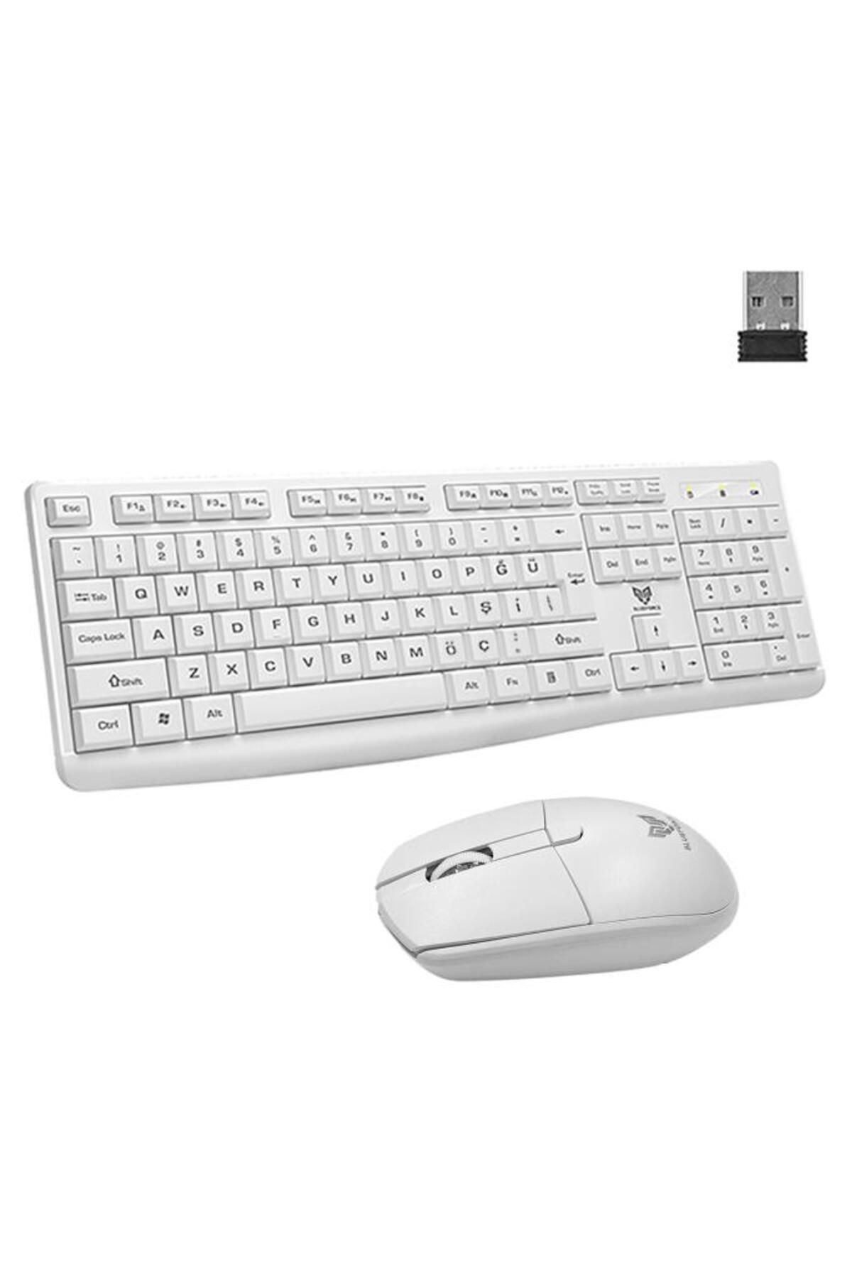 Blueforce Km-01 Wireless Kablosuz 1600 Dpı Klavye Mouse Set Türkçe Beyaz Q