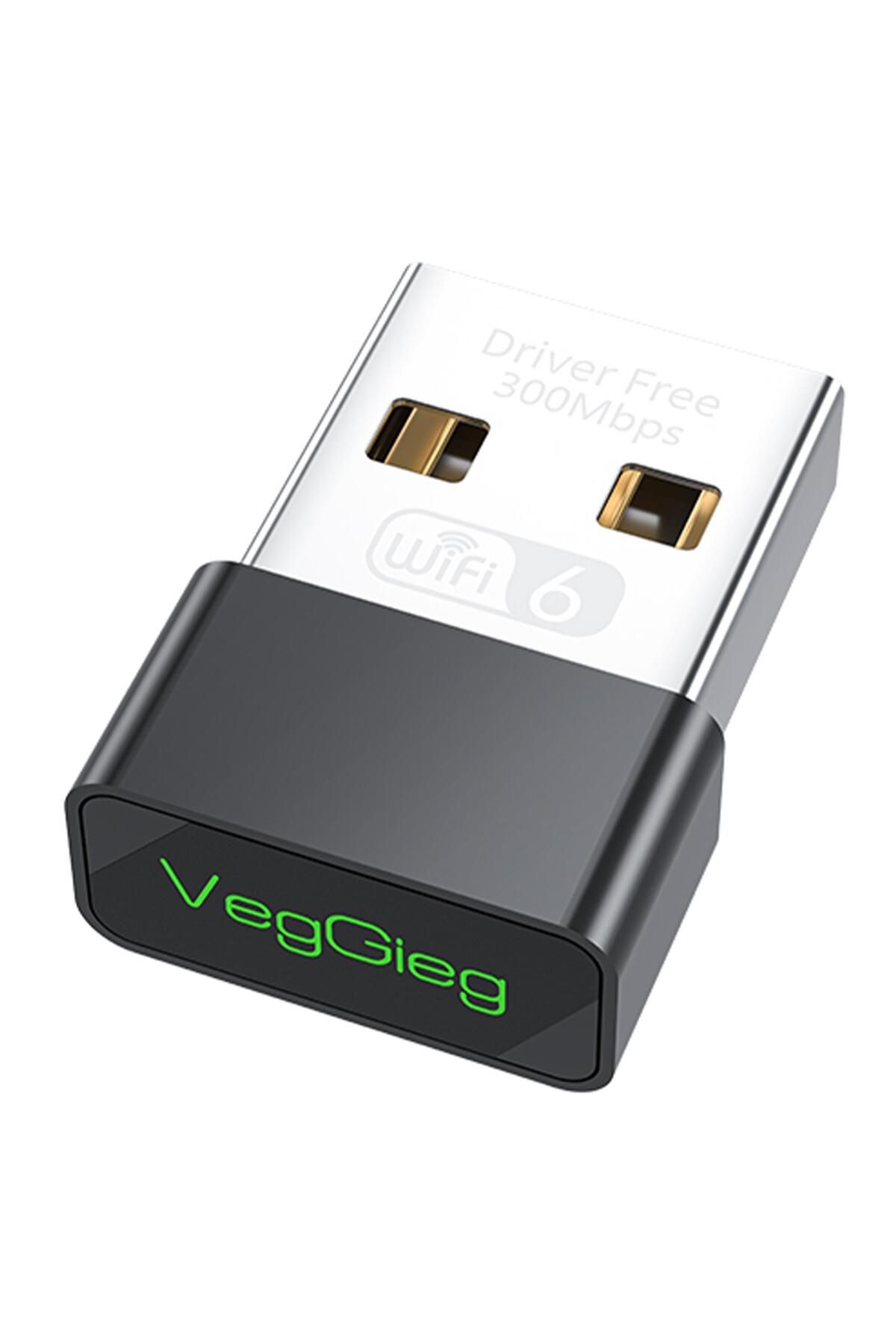 Veggieg 300 Mbps Wifi 6 Çift Bant Kablosuz Alıcı Verici Nano Usb Adaptör