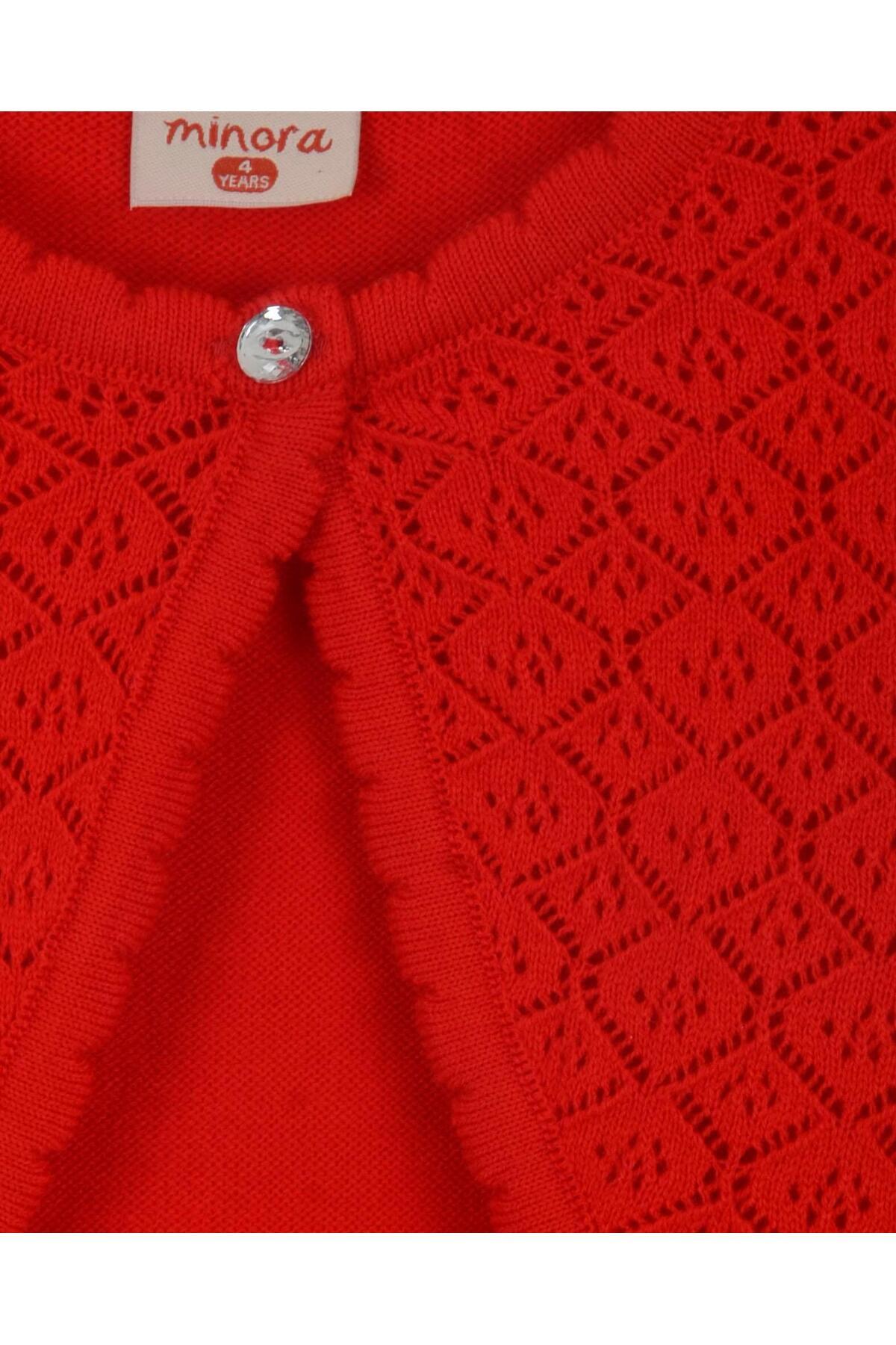 Minora Triko Önü Ajur Bolero Kırmızı fotoğrafı 3 (önizleme)