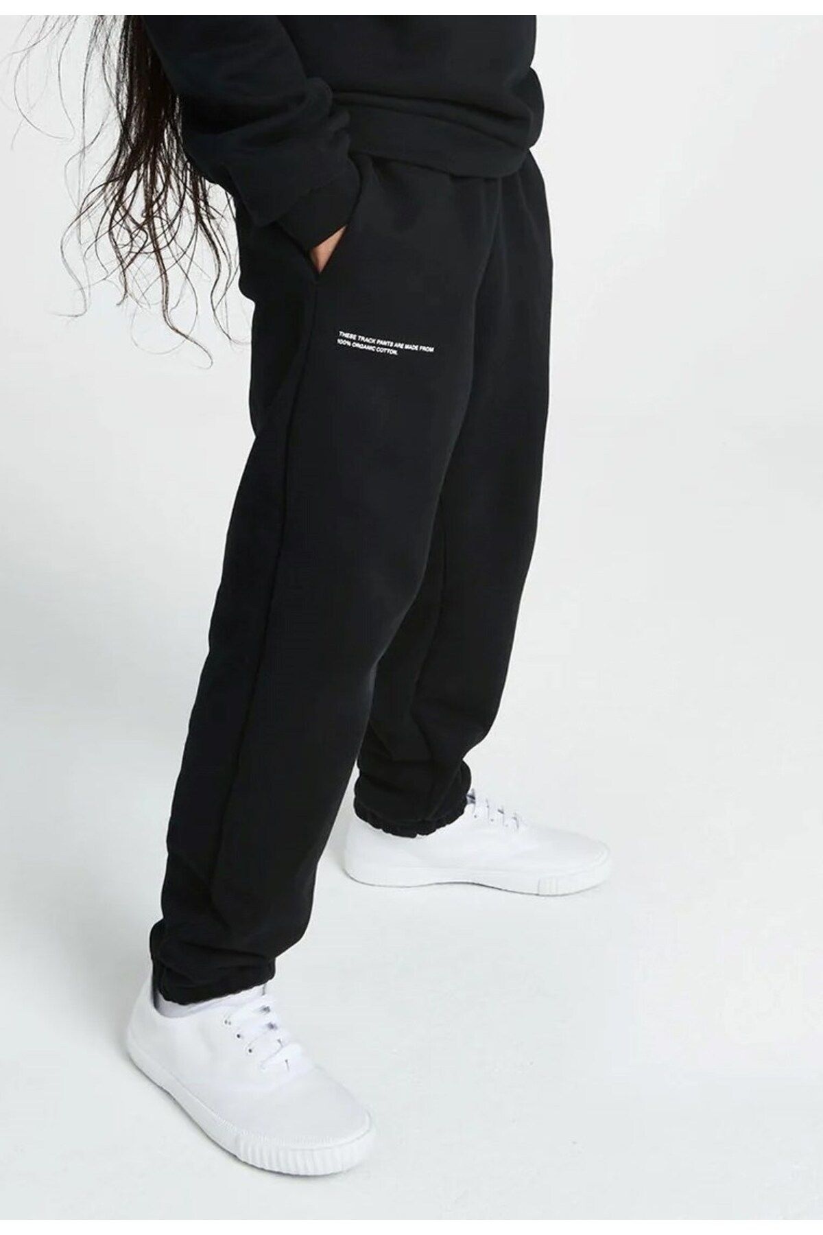 The Champ Clothing-Talie elastică, picior elastic, bumbac, respirabil, concept natural, Jogger, potrivire obișnuită, trening negru pentru copii 2