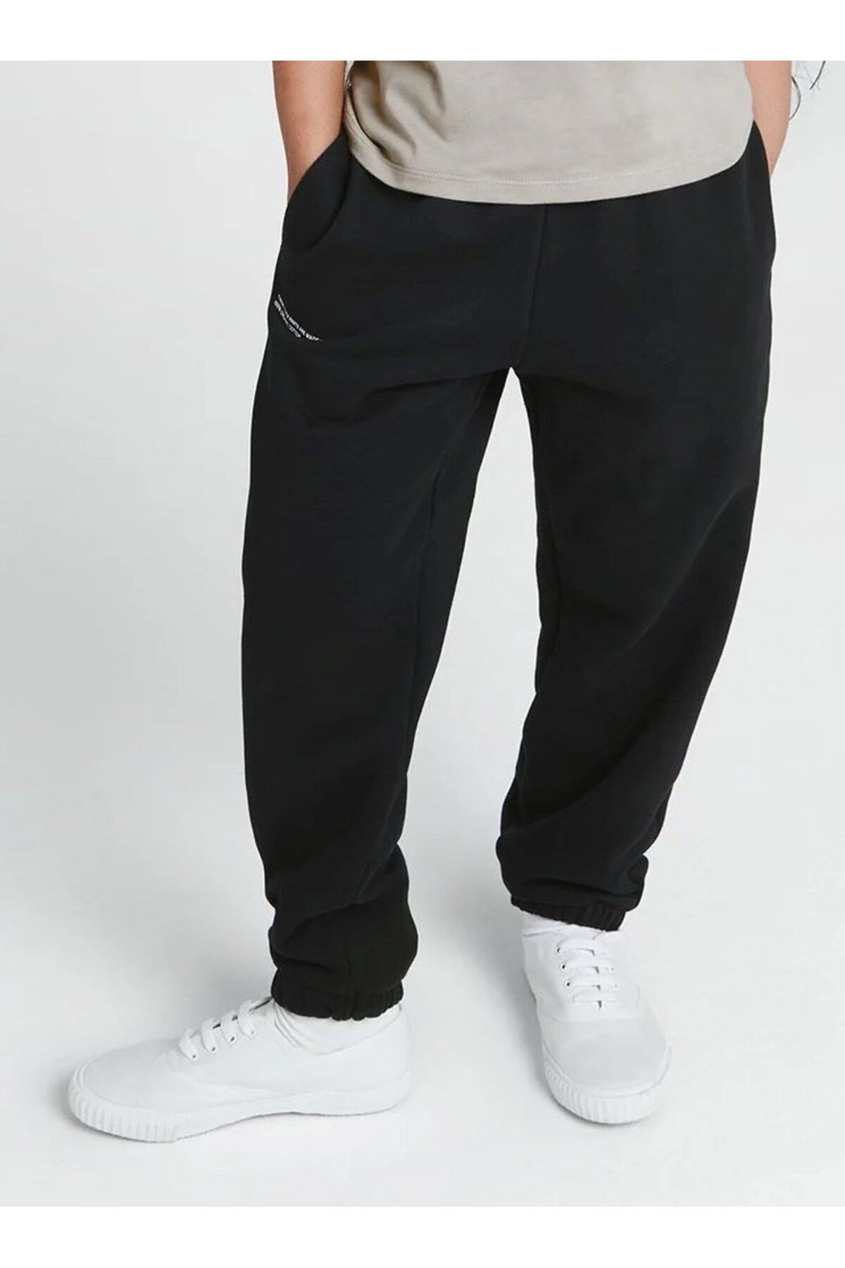 The Champ Clothing-Talie elastică, picior elastic, bumbac, respirabil, concept natural, Jogger, potrivire obișnuită, trening negru pentru copii 1