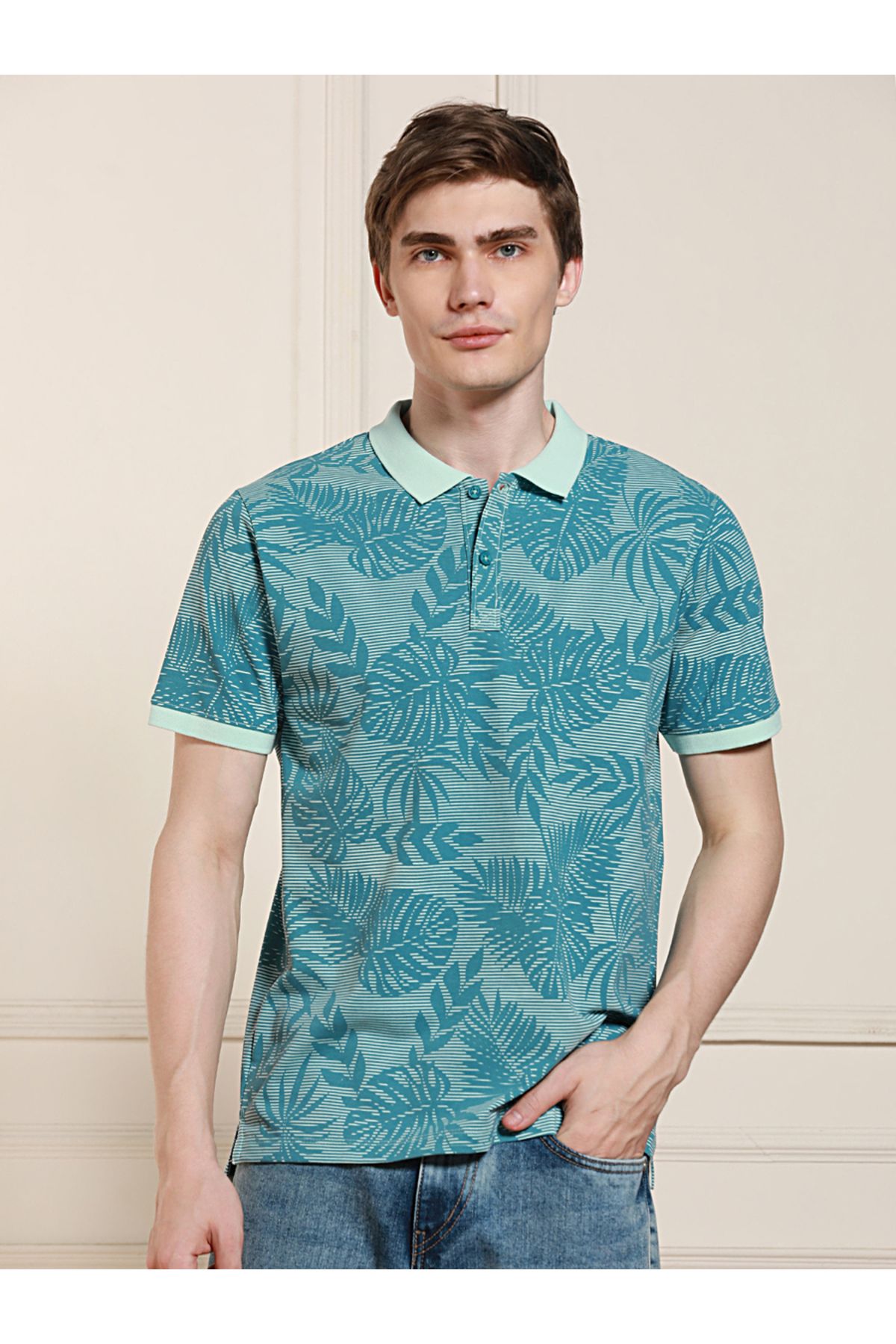 Dennis Lingo By Styli-Leaf Tropical Print Casual Polo 1