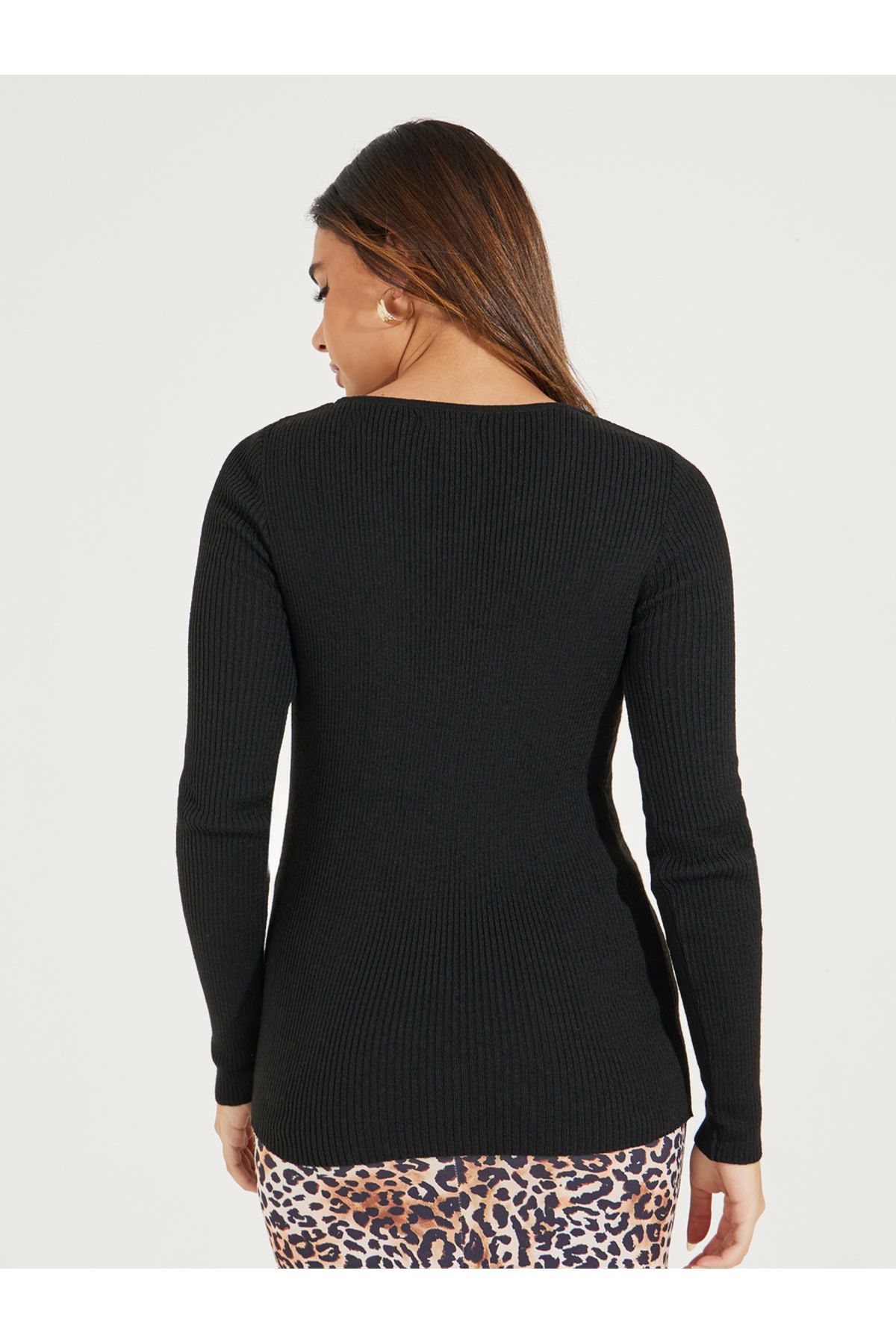 Styli-Rib Fitted Regular Length Sweater 4