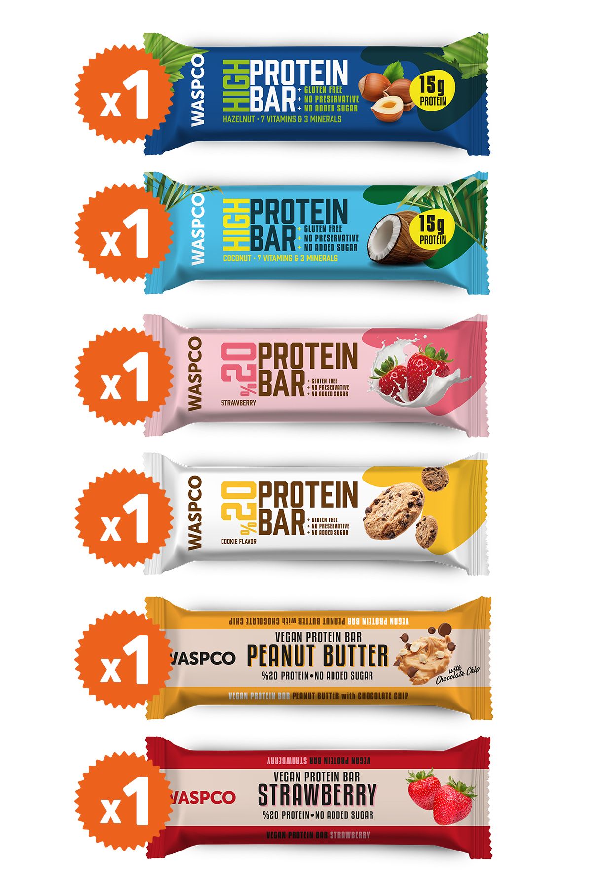 Waspco Protein Bar Deneme Paketi 6 Adet