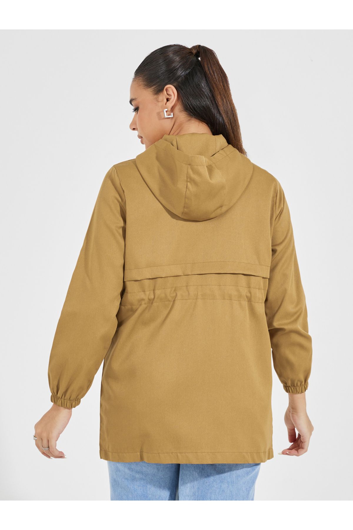 Styli-Regular Fit Longline Utility Jacket with String 5