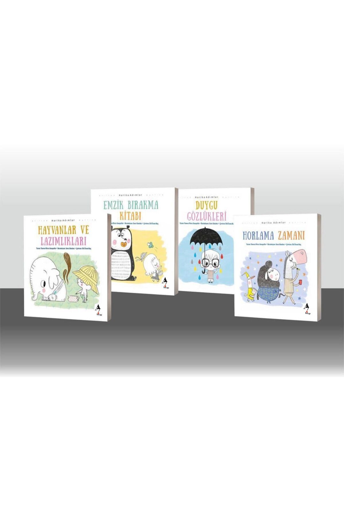 A7 Kitap 4'lü Harika Adımlar Seti: Emzik Bırakma, Hayvanlar ve Lazımlıkları, Duygu Gözlükleri, Horlama Zamanı