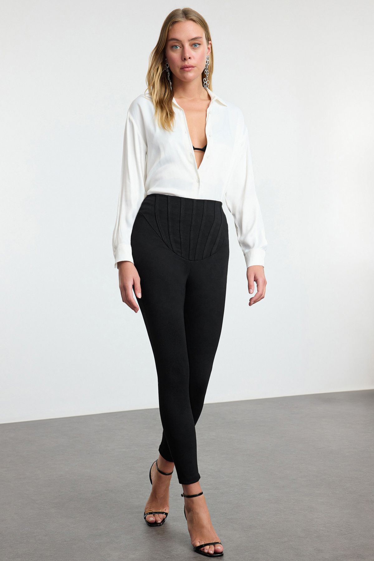 Trendyol Collection Corset Negru Cu Efect De Slăbire, Pantaloni Eleganti Femeie - 34