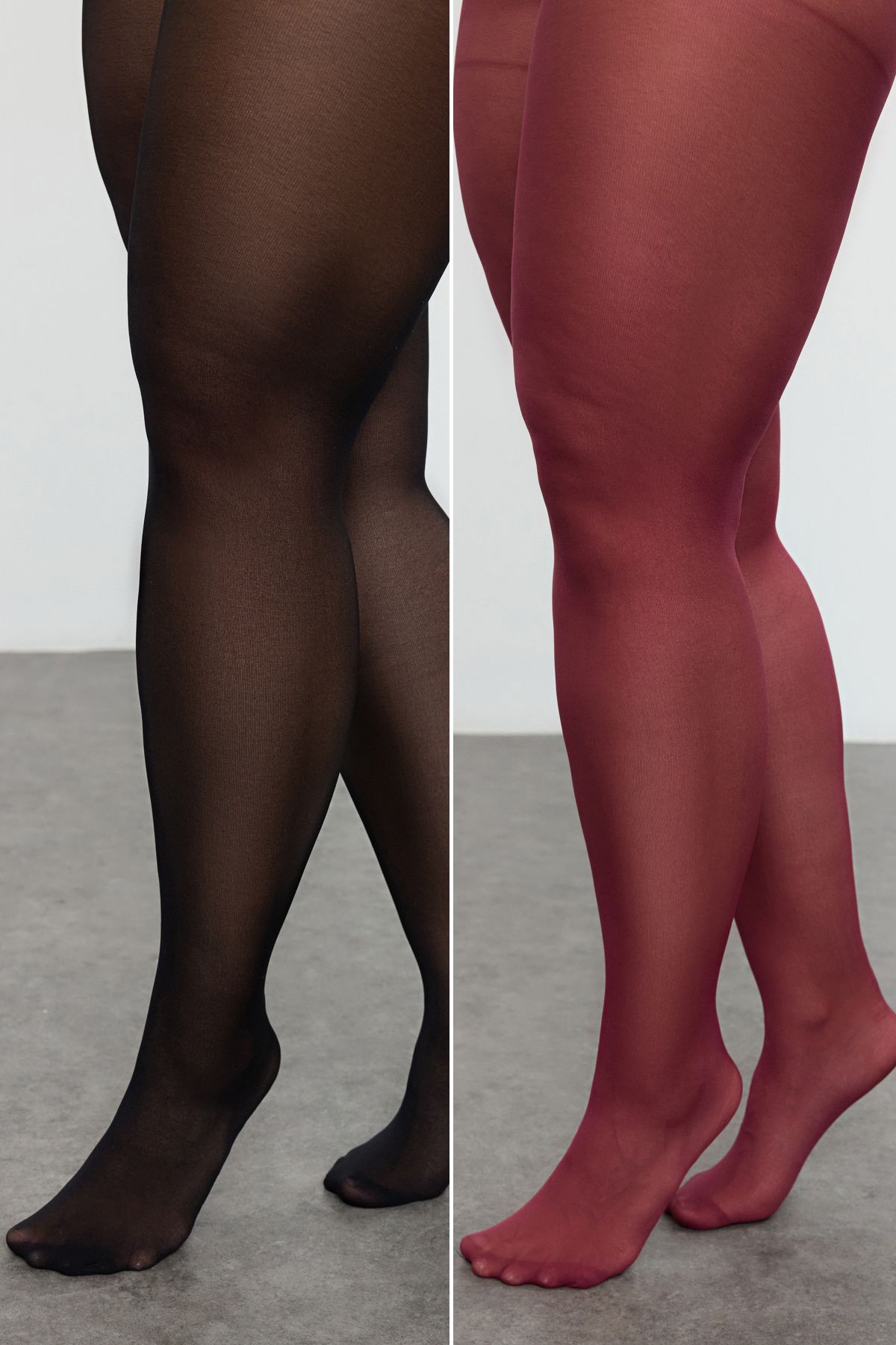 Trendyol Curve Plus Size Czarno-bordowy 2-częściowy Zestaw Rajstop - Tbbaw23kc00004 Kobieta - XL/2XL