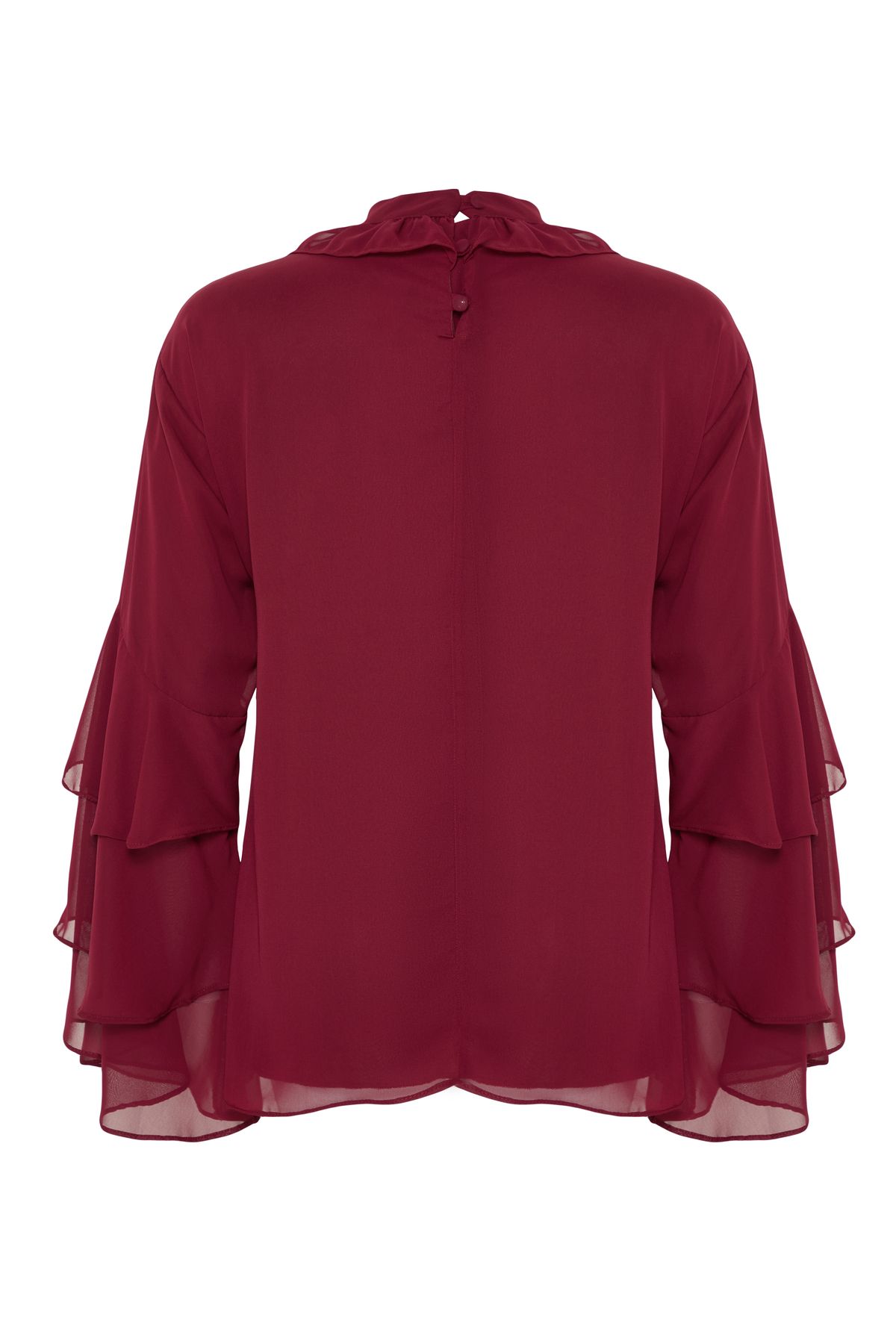 Trendyol Modest-X Ai Burgundsko Rukávy Volán Šifon Tunika Tctaw25Uk00010 10