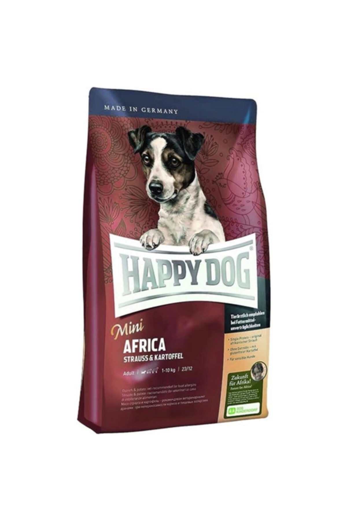 Happy Dog Dog Mini Africa Deve Kuşu Etli Ve Patatesli Küçük Irk Yetişkin Köpek Maması 4 Kg