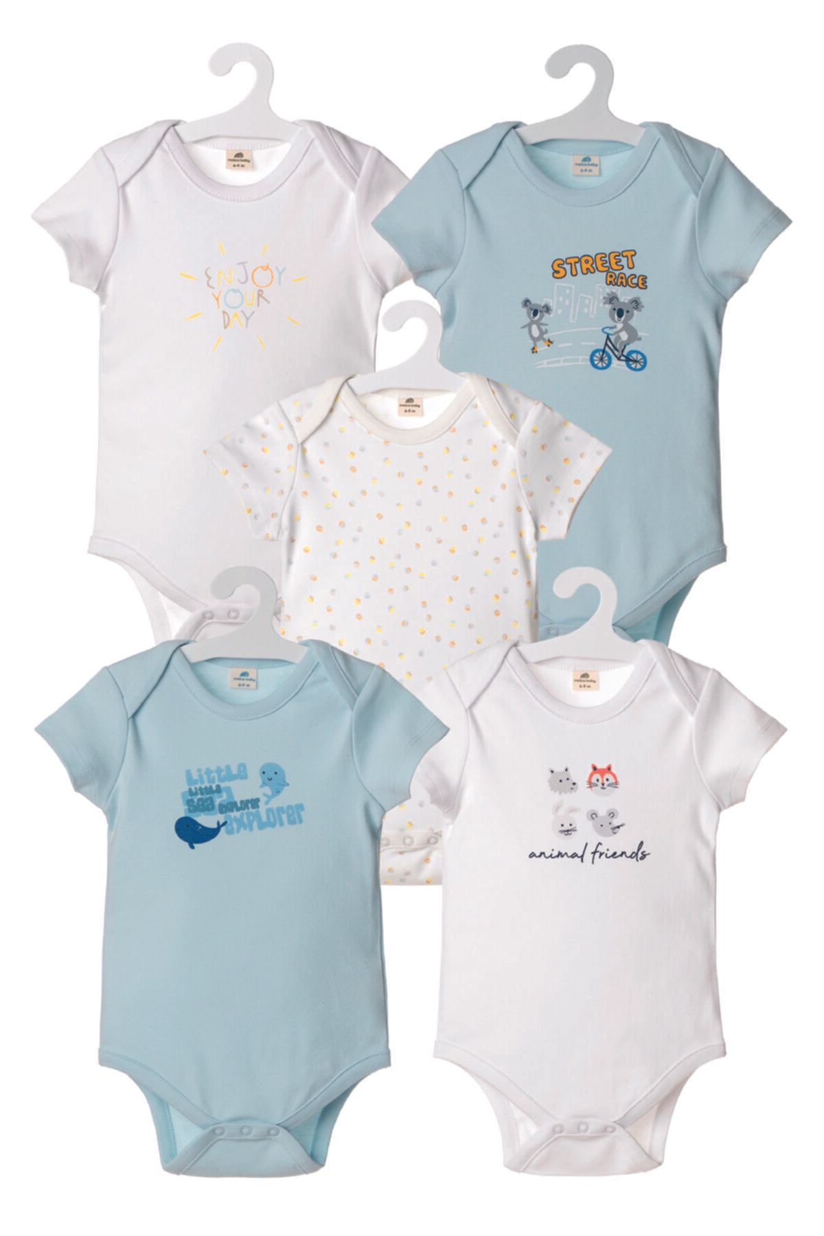 molica baby Bebek Organik 5'li Kısa Kollu Body