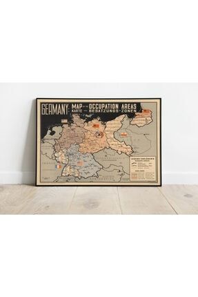 2. Dünya Savaşı Sonrası Almanya Haritası Sanatsal Duvar Dekorasyon Poster 60x90cm. AMC524