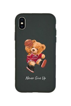 Iphone X Never Give Up Teddy Bear Tasarım Baskılı Lansman Kılıf KC130-ix