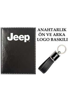 Jeep Logolu Siyah Ruhsat Kabı Ve Jeep Logolu Anahtarlık 22514586
