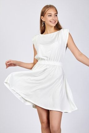 Kolsuz Kırık Beyaz Dizüstü Elbise ME1020