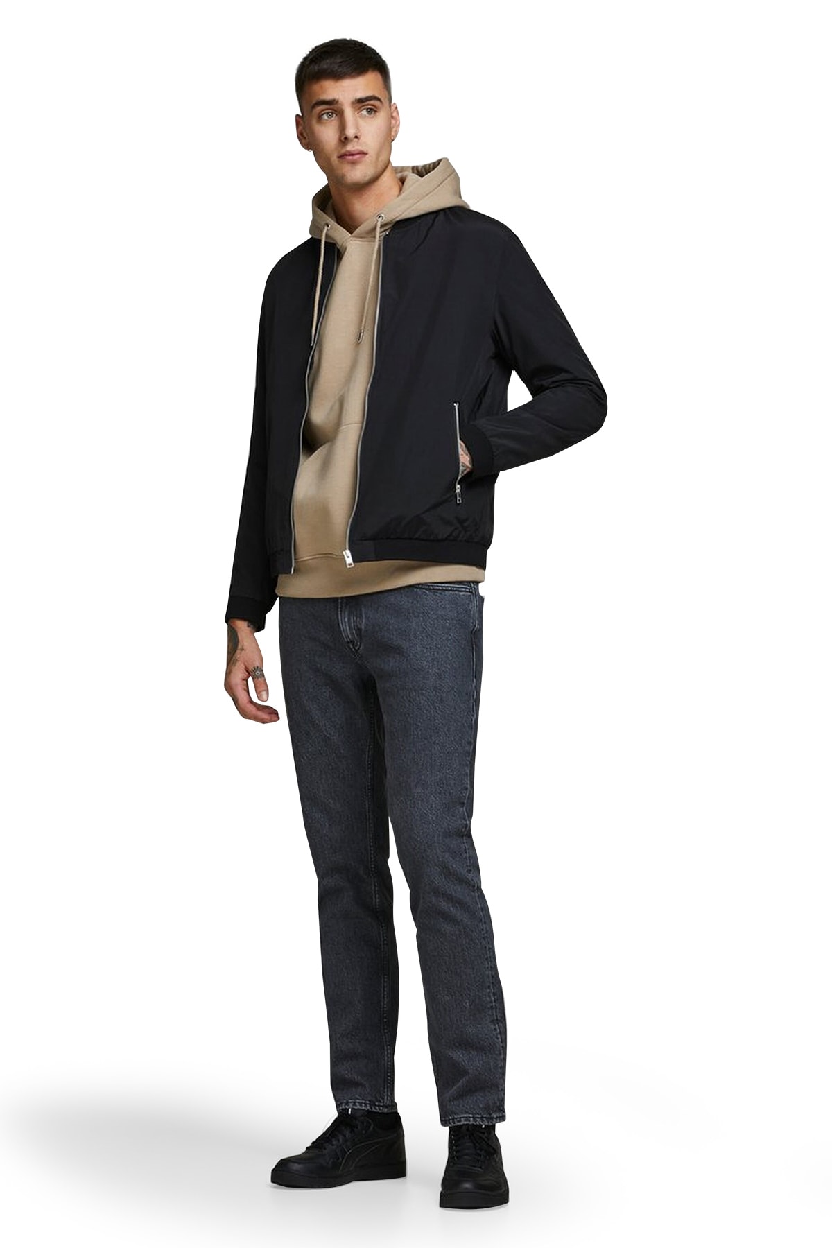 کاپشن مردانه مشکی جک اند جونز | TYC00131489129 اورجینال - تصویر 4