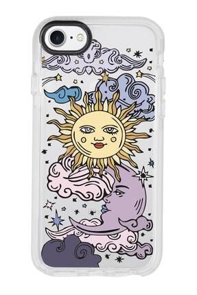 Iphone 7 Güneş & Ay Desenli Candy Bumper Silikonlu Telefon Kılıfı MC7CBTS22