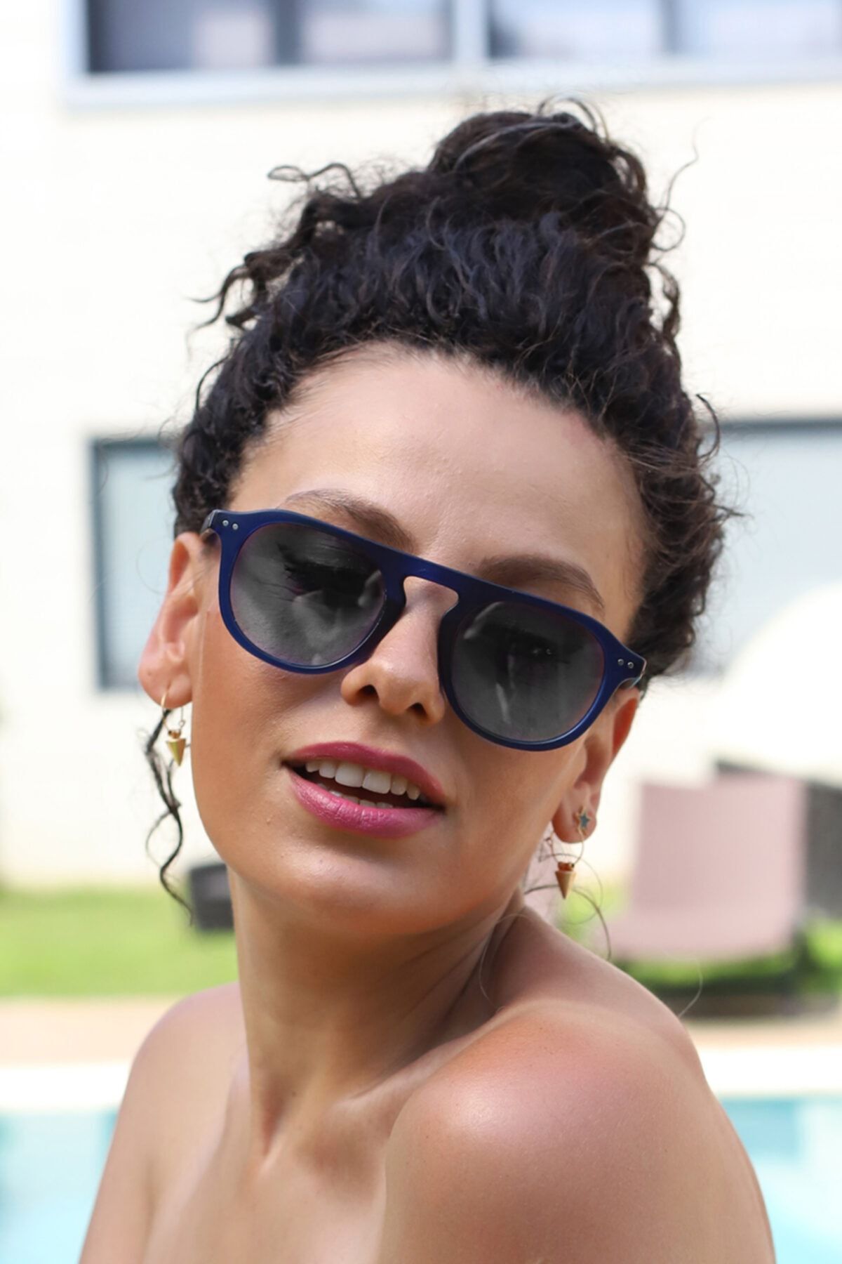 Dark blue mirror sunglasses online