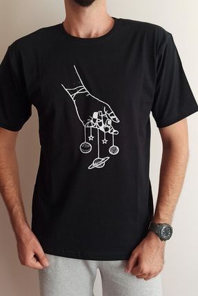 Unisex Kadın Erkek Siyah Baskılı Oversize Yuvarlak Yaka T-shirt BSOT022
