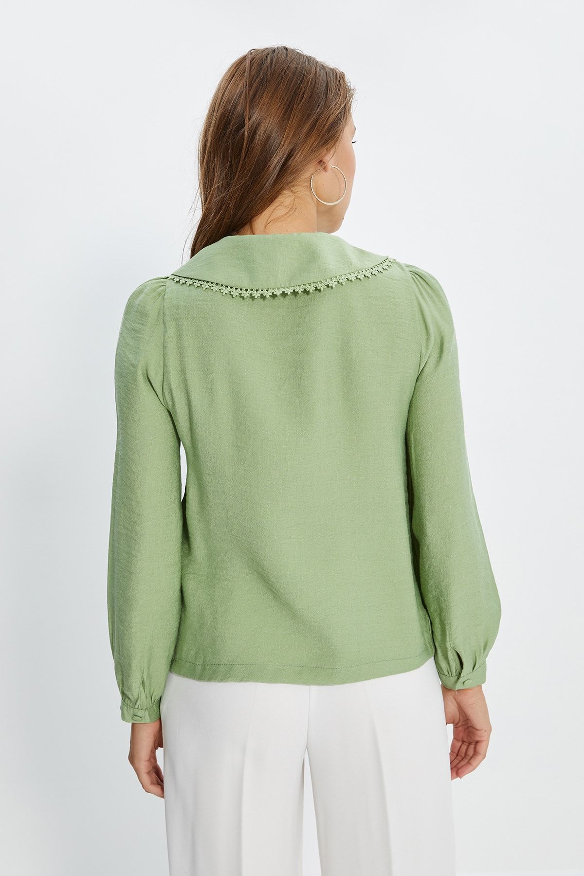 Trendyol Collection-Baba galléros menta csipke részlet - normál szabású, szőtt, TWOSS21GO0035 5