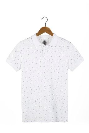 Erkek Desenli Polo Yaka T-shirt Vavn21y-3400758-01 Beyaz VAVN21Y-3400758-01