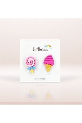 Lindo Renkli Dondurma Külahı Genç Ve Çocuk Küpesi LinDo