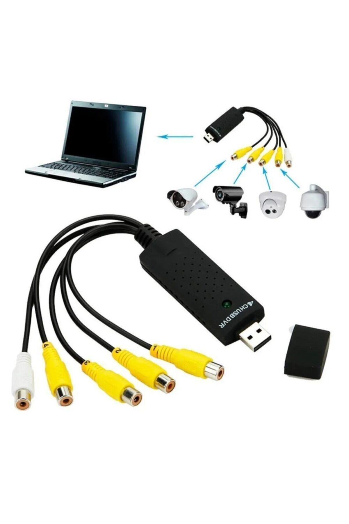 Siyah Ses Dönüştürücü ve Kamera Kayıt Kablosu 4576 4 Ch Usb Dvr 4 3