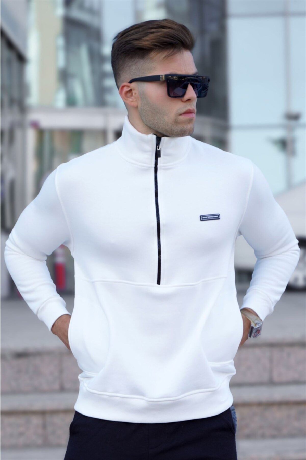 ژاکت مدل اسلیم فیت جیب دار یقه زیپ دار آستین بلند مردانه مدمکست Madmext (برند ترکیه)