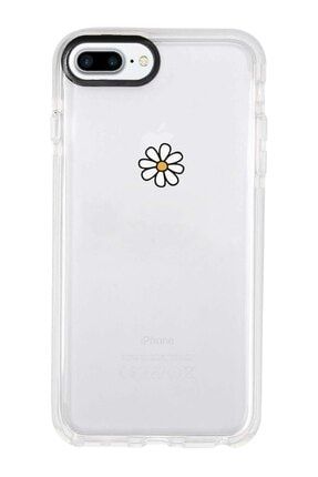 Iphone 8 Plus Beyaz Kenarlı Anti Shock Papatya Desenli Telefon Kılıfı IP8PLK-038