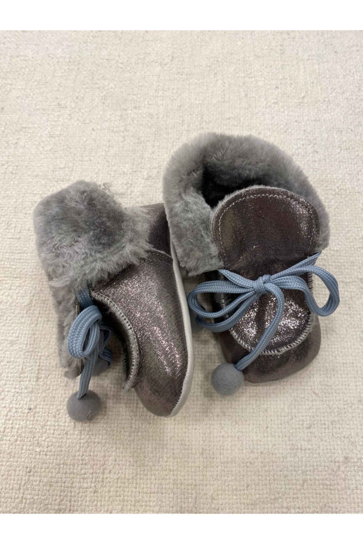 Funny Baby Funny Kız Bebek Için Içi Kürklü Patik Ayakkabı Ip Bağlamalı Kışlık Bebek Ayakkabısı