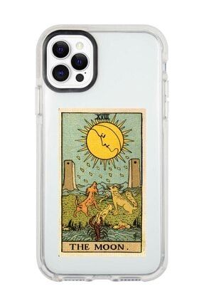 Iphone 11 Pro Max Beyaz Kenarlı Anti Shock The Moon Tarot Kartı Desenli Telefon Kılıfı IP11PLK-163