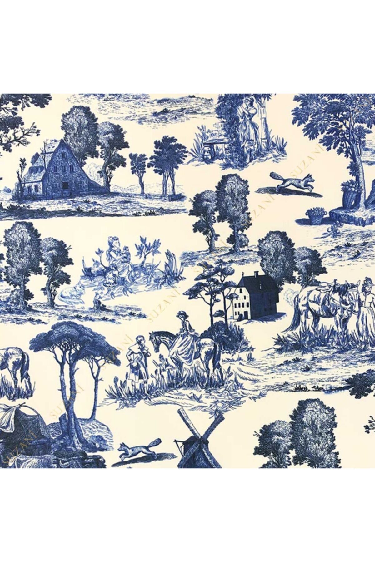 SUZANİ Toile De Jouy Desenli Dijital Baskılı Kumaş Kms-1206 fotoğrafı 3 (önizleme)