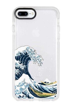Iphone 8 Plus Beyaz Kenarlı Anti Shock Kanagawa Desenli Telefon Kılıfı IP8PLK-193