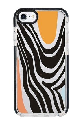 Iphone 8 Siyah Kenarlı Anti Shock Zebra Art Desenli Telefon Kılıfı IP8LK-252
