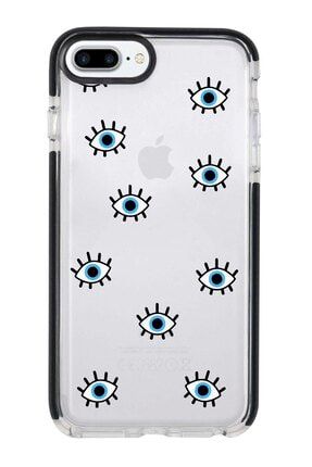 Iphone 7 Plus Siyah Kenarlı Anti Shock Mavi Gözler Desenli Telefon Kılıfı IP7PLK-063