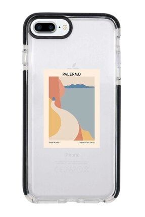 Iphone 8 Plus Siyah Kenarlı Anti Shock Palermo Desenli Telefon Kılıfı IP8PLK-098