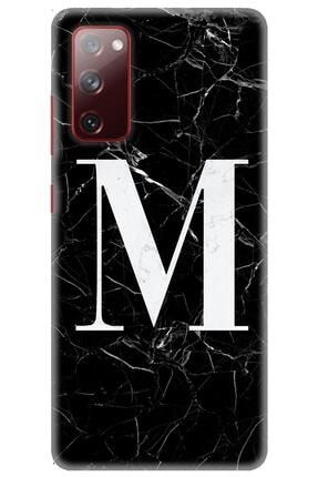 Samsung Galaxy S20 Fe Kılıf Hd Baskılı Kılıf - Siyah Mermer Desenli M Harfi gmsm-s20-fe-v-221