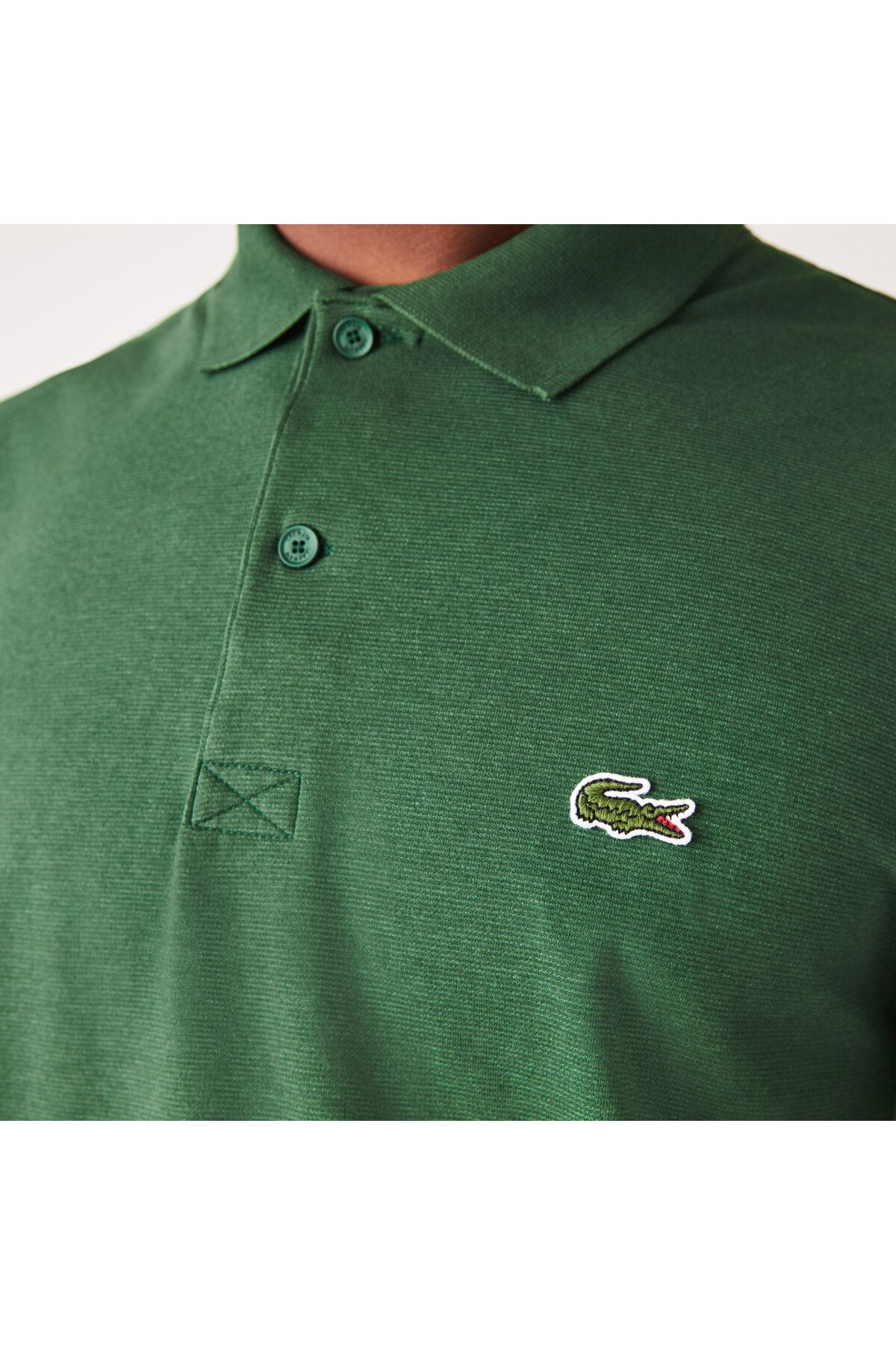 تی شرت یقه پولو سبز مردانه چوگان مناسب اورجینال Lacoste