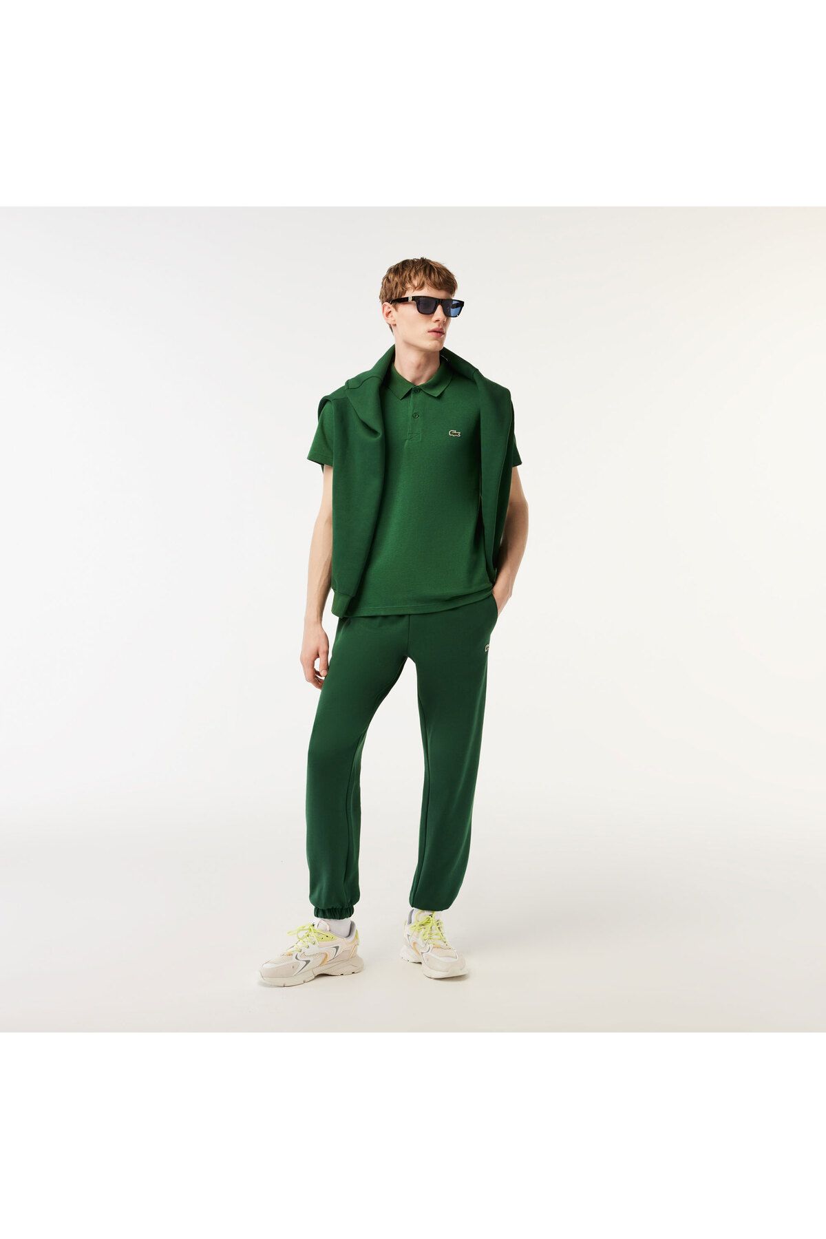 تی شرت یقه پولو سبز مردانه چوگان مناسب اورجینال Lacoste