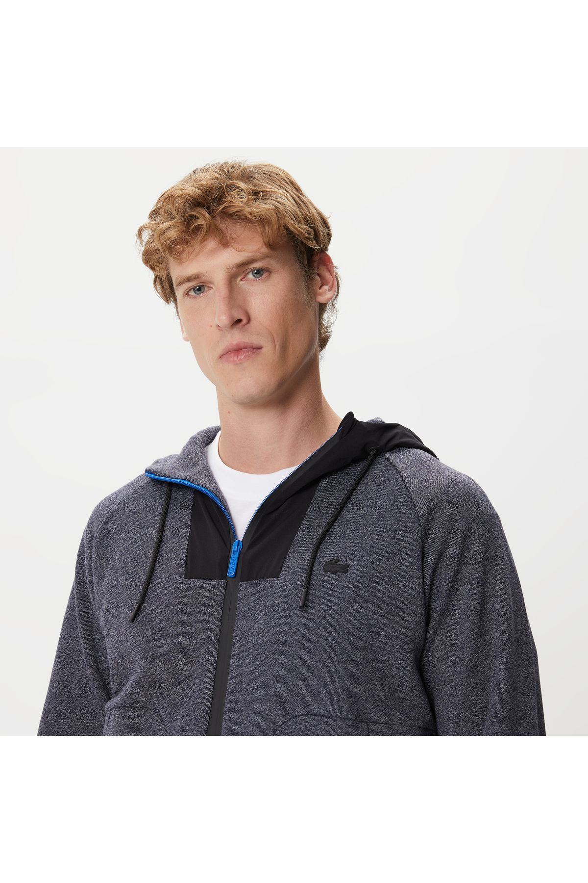 سویشرت آبی مردانه بلوک رنگی باریک و Lacoste