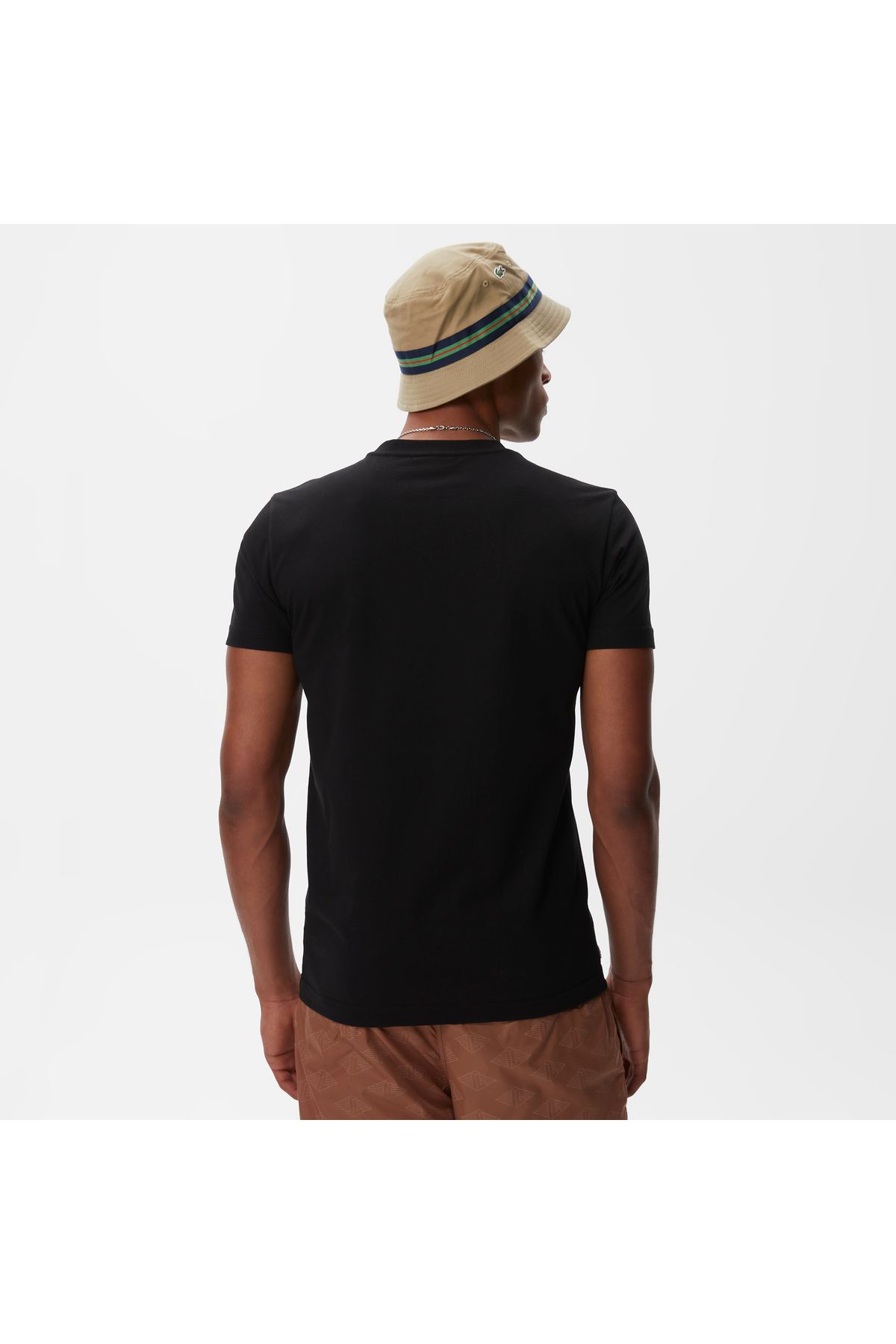 تی شرت مشکی مردانه سیاه یقه دوچرخه مناسب طرح دار Lacoste