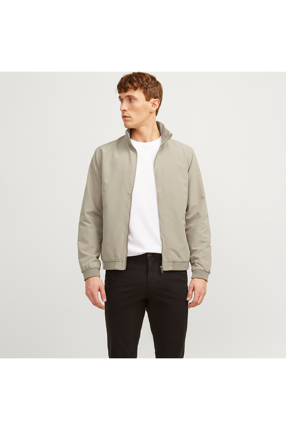جک اند جونز کاپشن یقه ایستاده بژ مردانه Jack&Jones Rush Harrington Bomber