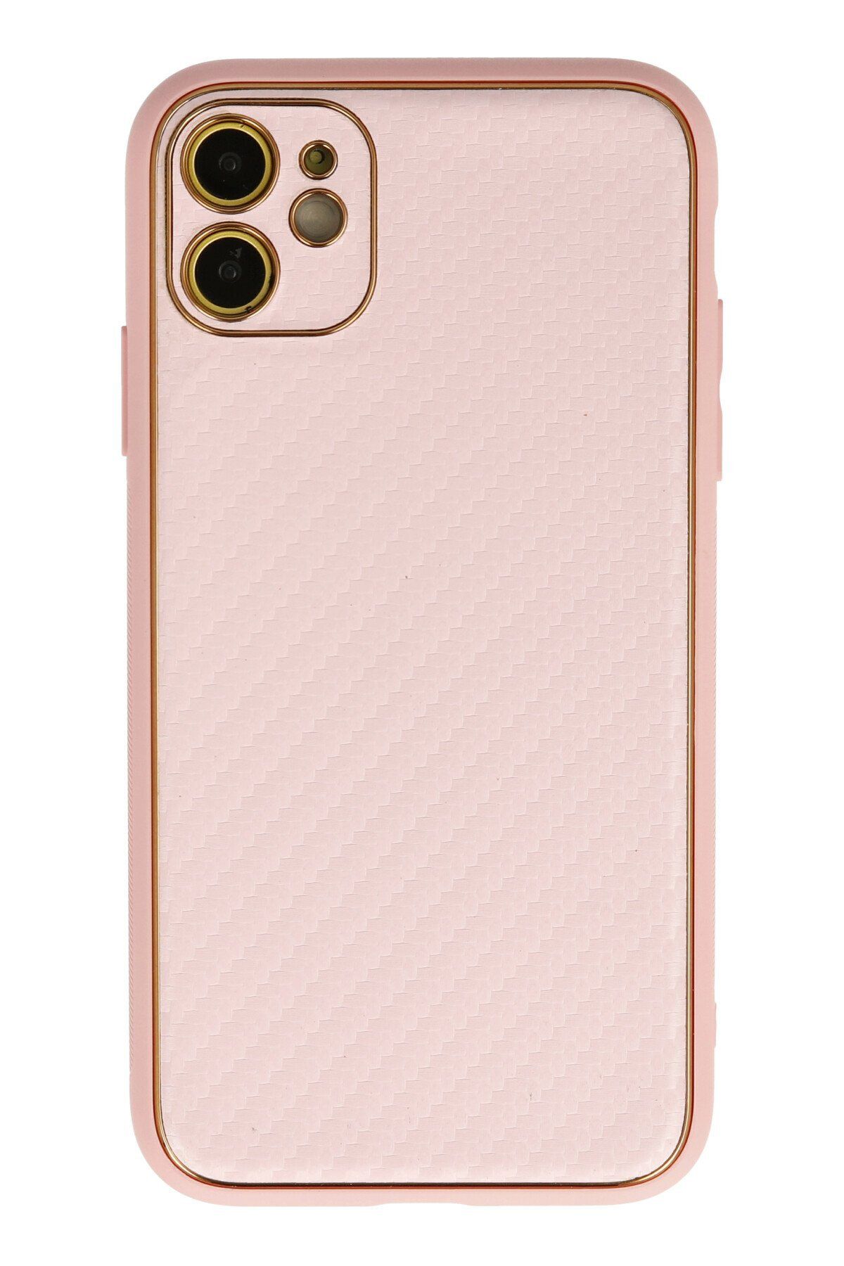 NewFace iPhone 12 Kılıf Coco Karbon Silikon - Pembe YKTSN
