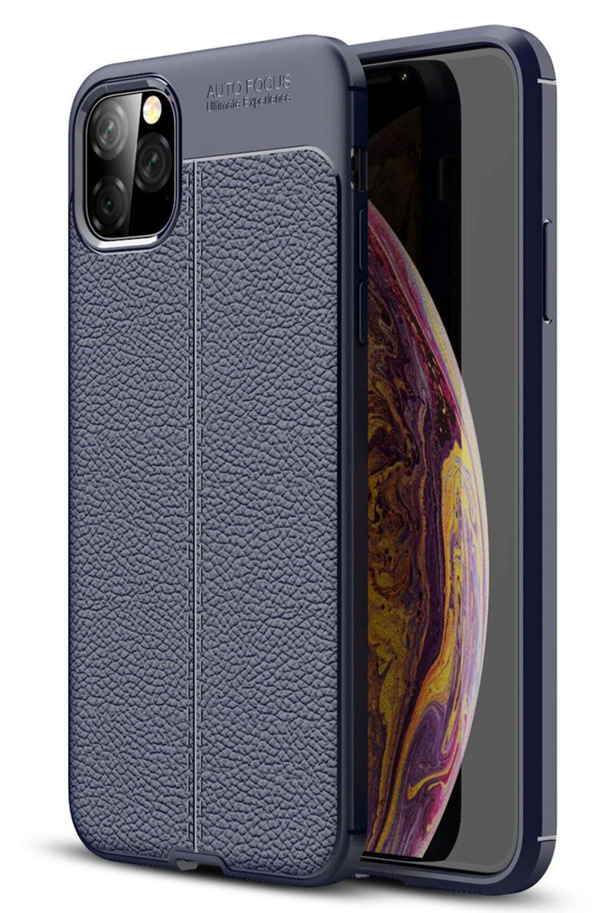 NewFace iPhone 11 Pro Kılıf Focus Derili Silikon - Lacivert ZRNET