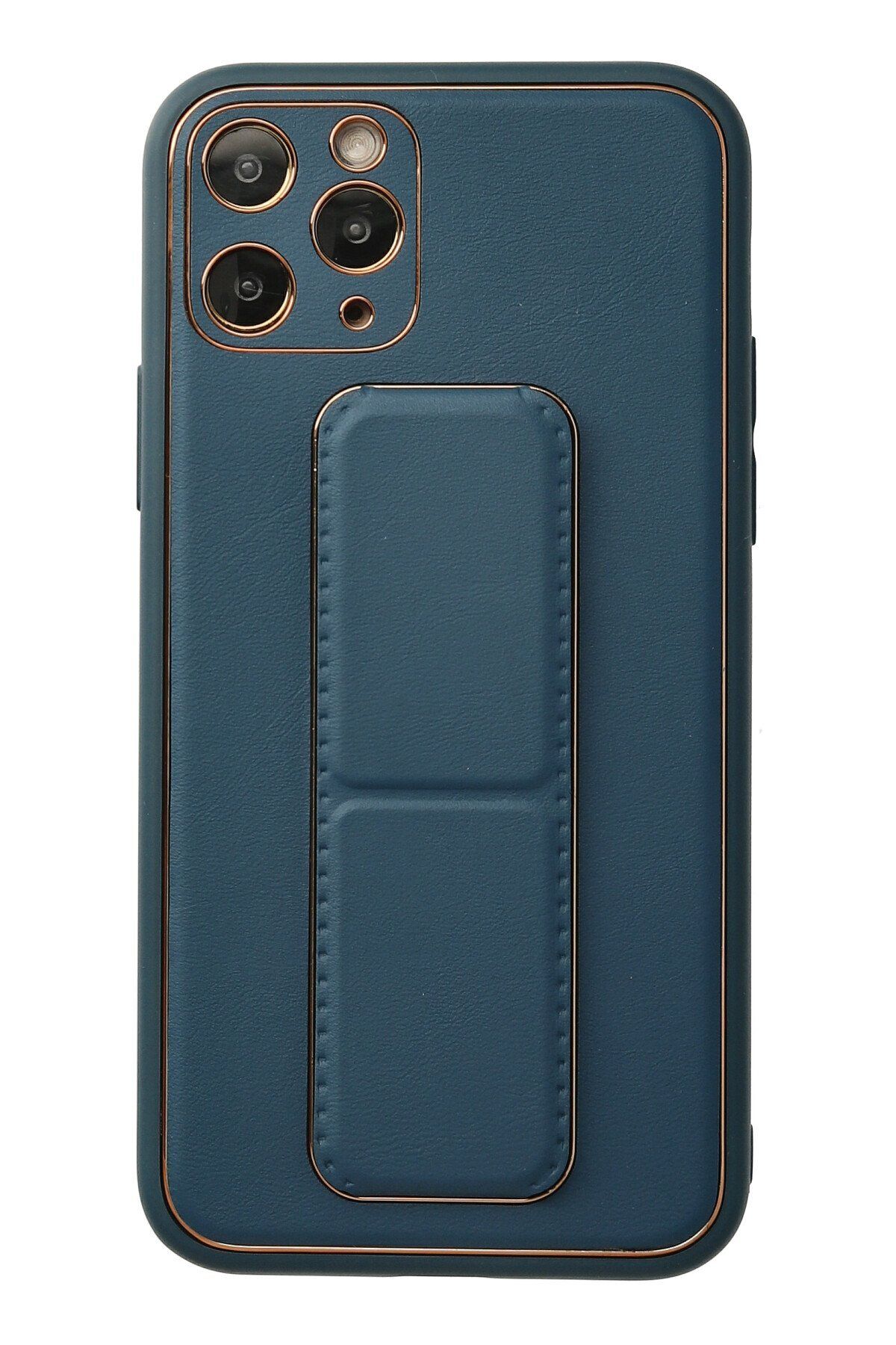 NewFace iPhone 11 Pro Kılıf Coco Deri Standlı Kapak - Mavi MRAYD