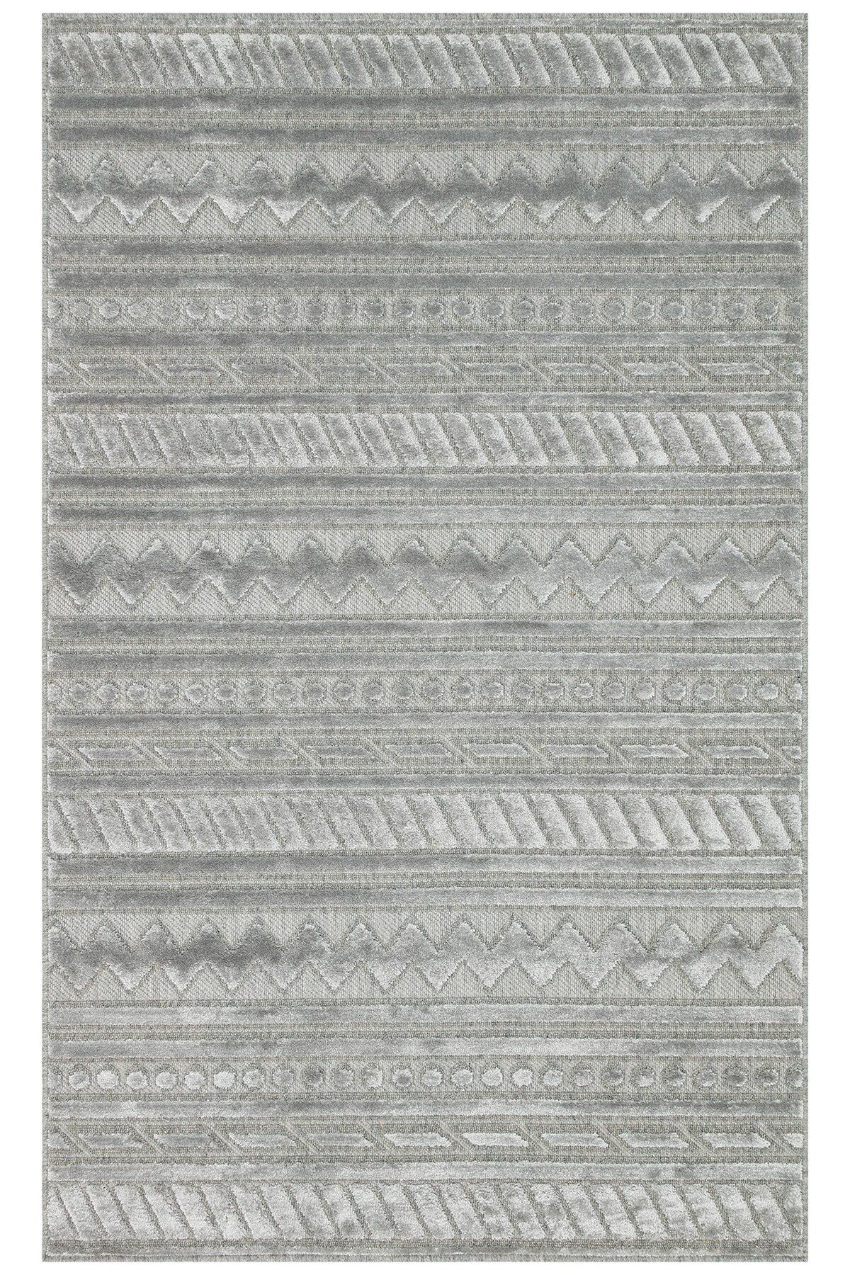 Eko Halı ZENITH ZNT 06 GREY  Yüksek Alçak Dokulu Naturel Yün ve Viskon Modern Dokuma Halı