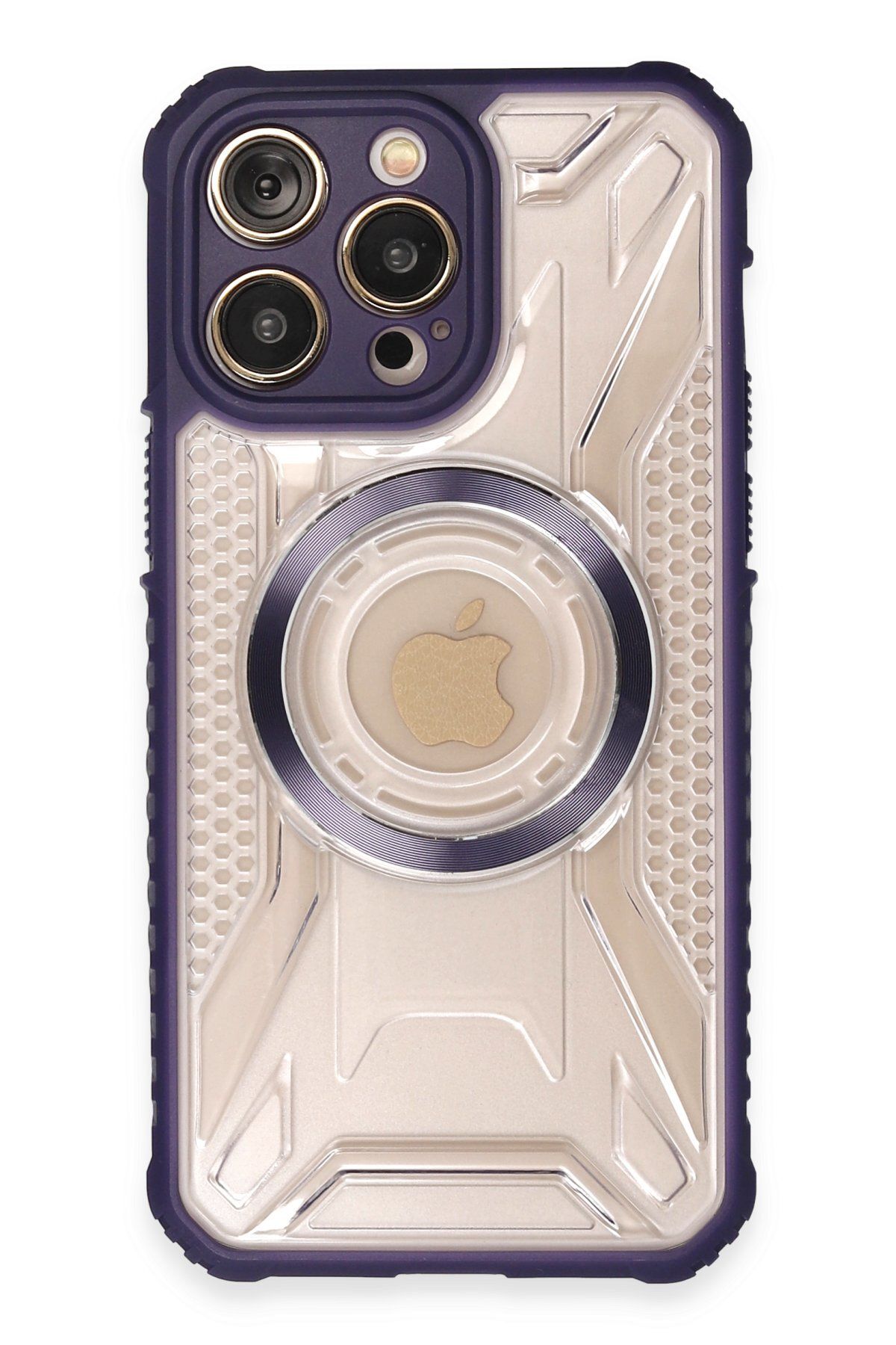 NewFace iPhone 14 Pro Max Kılıf Prag Magneticsafe Kapak - Derin Mor GLSTD