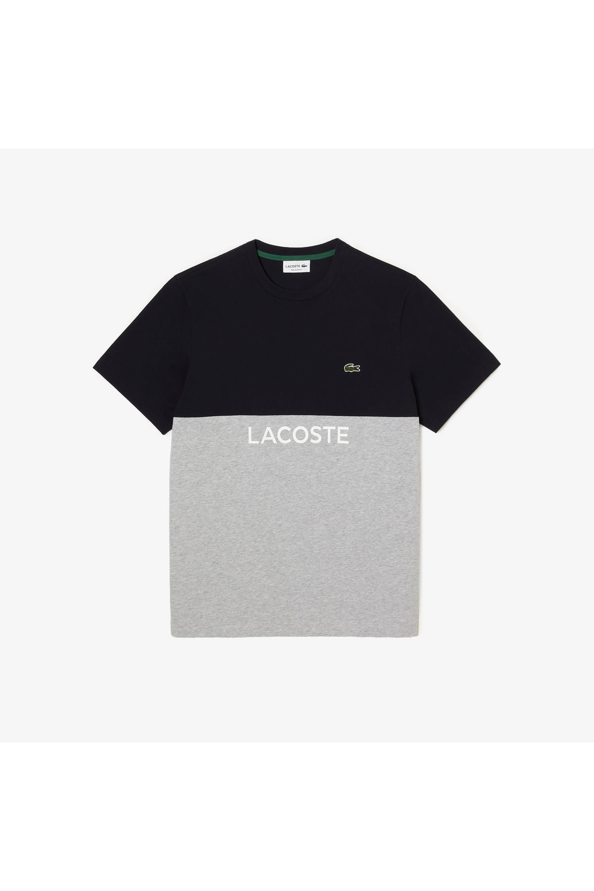 تی شرت مشکی مردانه رنگ یقه دوچرخه مناسب Lacoste