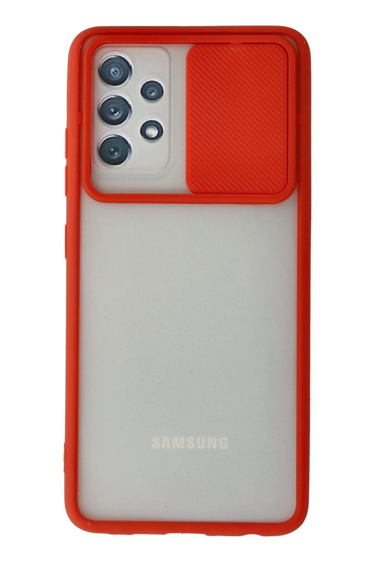 NewFace Samsung Galaxy A32 Kılıf Palm Buzlu Kamera Sürgülü Silikon - Kırmızı MRAYD